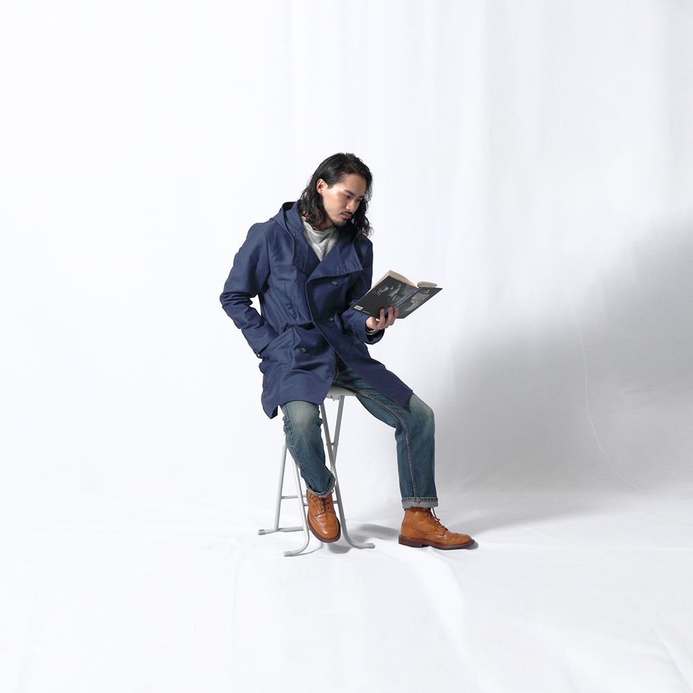 【マーガレットハウエル】コットン フード コート 比翼 ネイビー モールスキン マーガレットハウエル】コットン フード コート 比翼 ネイビー